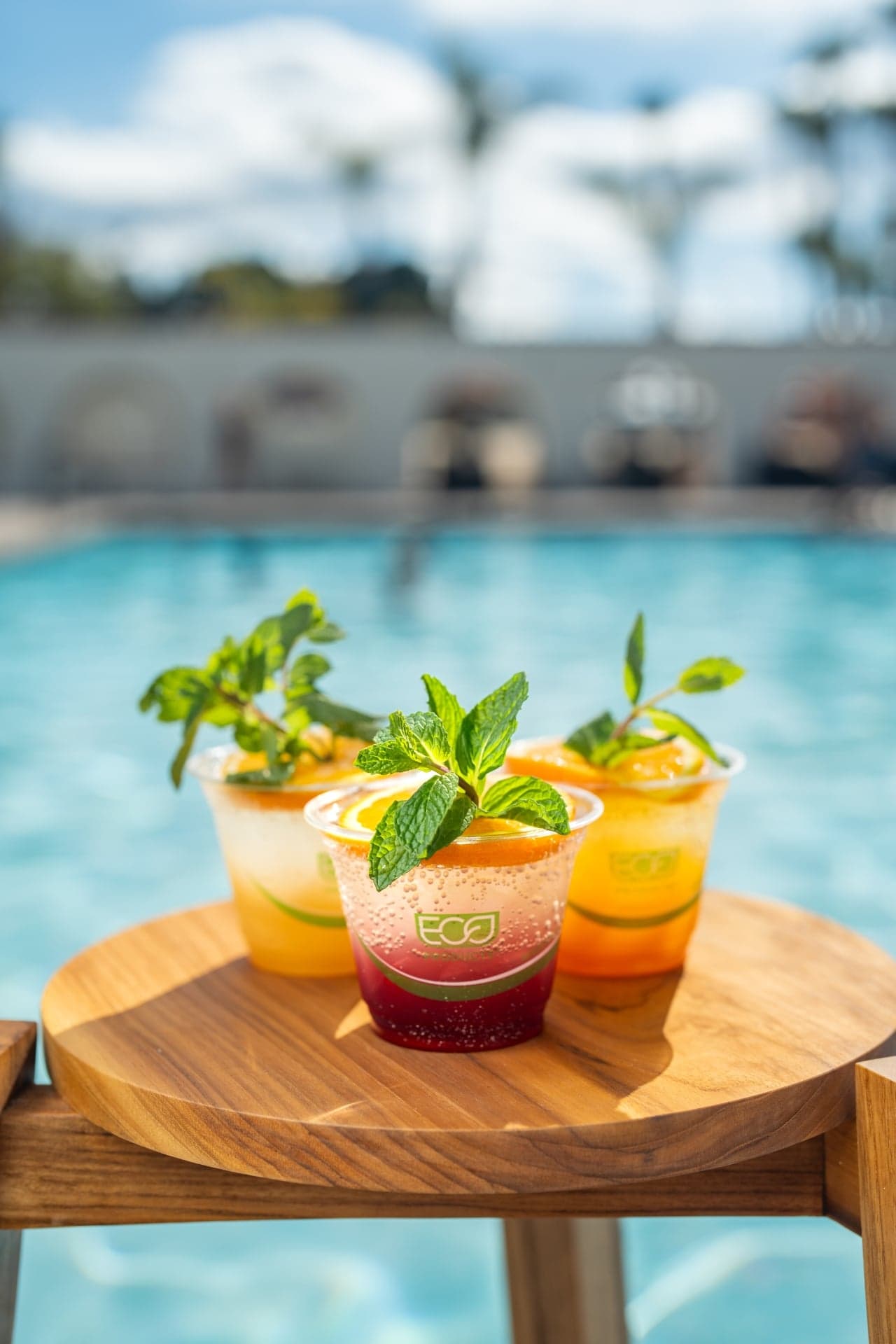 Colorful wellness elixirs served poolside at Murrieta Hot Springs Resort
