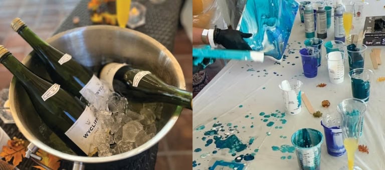 Bottles of champagne chilling in ice bucket at Murrieta Hot Springs Resort spa.