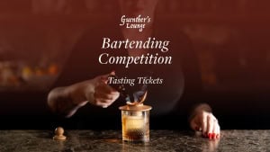 Bartender pouring drink at Guenther's Lounge during a competition.