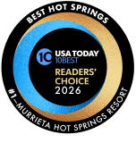 #1 Best Hot Springs Resort - Award badge for Murrieta Hot Springs Resort from USA Today Readers' Choice 2026.
